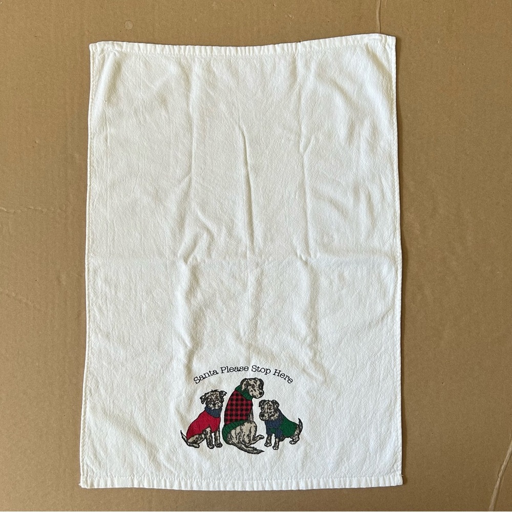 Bella Lux Christmas Collection Dog Trio Kitchen Towel Tea Dishcloth Santa Please